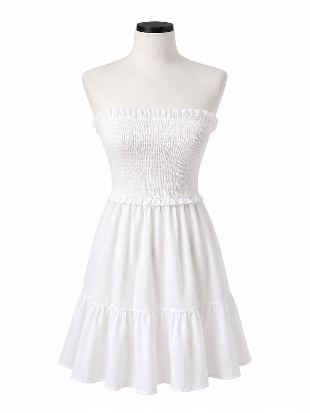 Aritzia Wilfred Tempest White Smocked Tiered Mini Dress 2XS